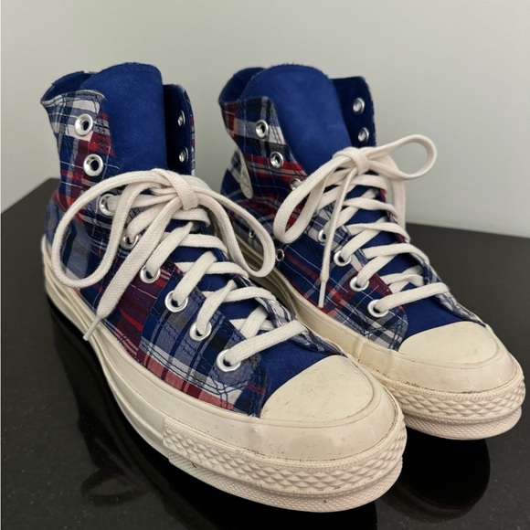 Converse Twisted Prep Blue Chuck 70 checked canvas high-top sneakers 👟 - Picture 4 of 8